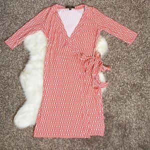 C Wonder Orange and White Wrap Dress